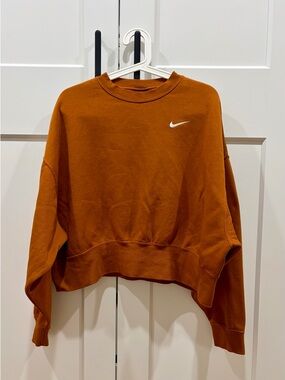 Nike Womens Burnt Orange Cropped Crewneck Sweatshirt